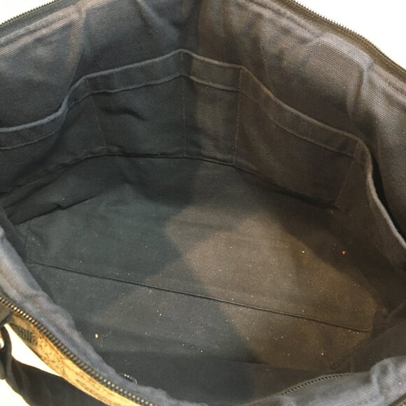 XL brown\gold zip top bag 12t x 18 laptop files and overnight bag textured fabic - Picture 2 of 4